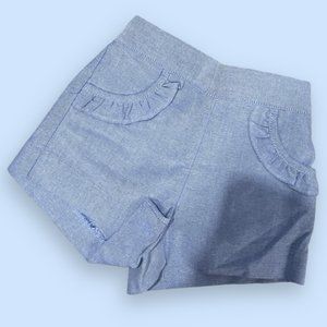 NWOT Janie & Jack Light Blue Chambray Shorts with Ruffle Pocket Detail